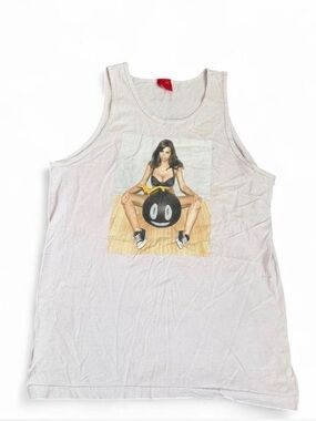 Visual mans Graphic White Tank Top size medium